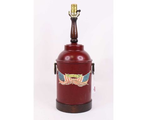 A reproduction toleware table lamp, inscribed USA, h.55cm 