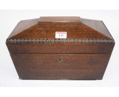 A 19th century walnut tea caddy, of sarcophagus form, w.31cm 