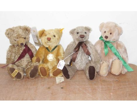 Four various teddy bears, to include Steiff, Merrythought, and Deans