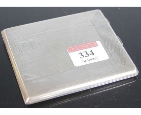 An engine turned sterling silver pocket cigarette case, 145g, w.9.5cm 