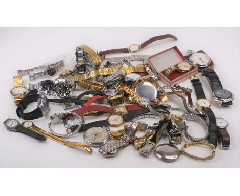 A collection of wrist watches to include a gentleman's Rotary Automatic wrist watch having a gold plated square case, the dia