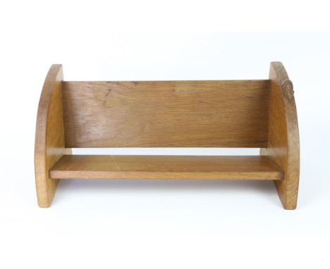 Robert 'Mouseman' Thompson of Kilburn oak book rack, 45cm wide,