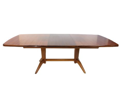 W H Russell for Gordon Russell, Burford extending dining table, with extra leaf, label dated Aug 1963, w105 x l178 (minus ext