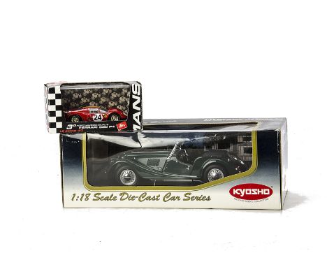 A Kyosho 1:18 Scale Morgan 4/4 Series 11, in British Racing green, in original box, E, box G, some creasing to cellophane, to