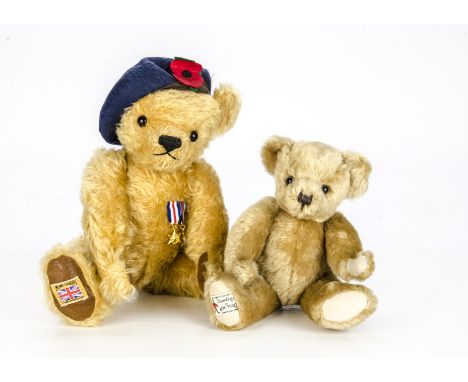 A Merrythought 'Poppy' Special Edition D-Day Teddy Bear, limited edition numbered 592 of 9500, dressed in a beret with a popp