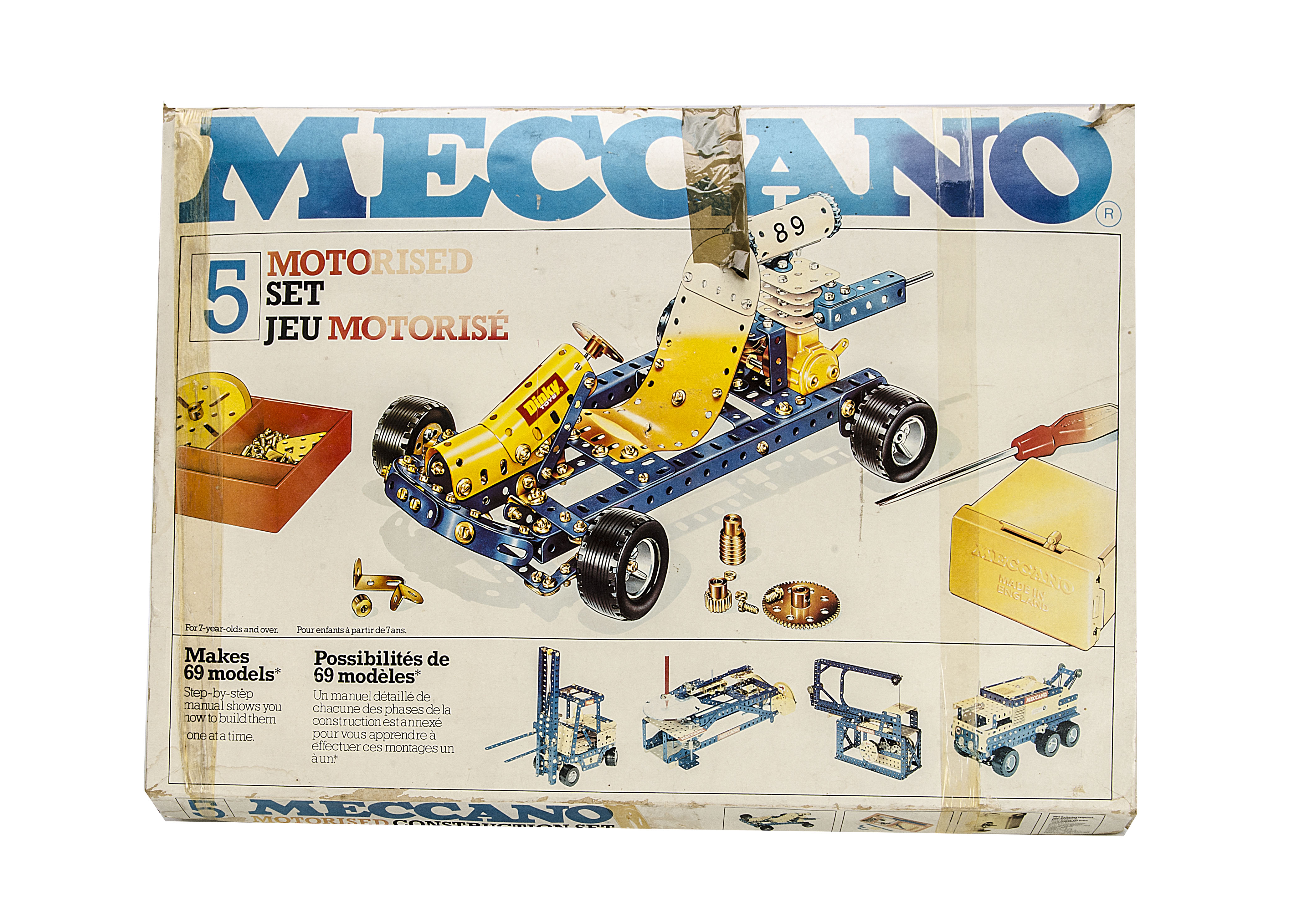 Lot MECCANO N°100a - 13 Longrines Bleu Et Or, Dont 3 Sous Emballage, Stock Ancien
