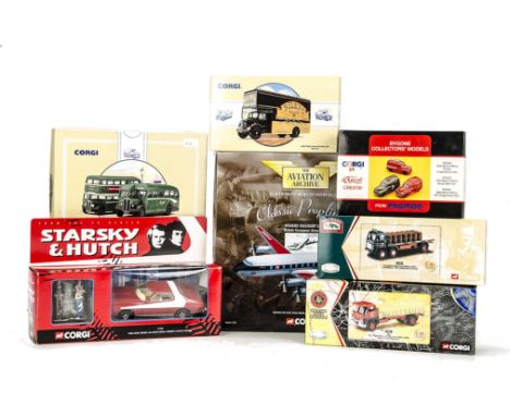 Corgi, twenty five plus models of cars, buses, aircraft and commercial vehicles, including models from the Classic Commercial