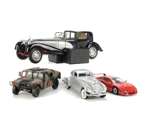 Danbury and Franklin Mint Vehicles, four vehicles including 1935 Chevrolet, 1989 F40 Ferrari, 1933 Pierce Silver Arrow and Hu