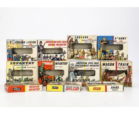 Airfix 1st series boxed 1/72 scale figures,  Foreign Legion, Union Infantry, 8th Army, Arabs, Indians, Wagon Train, Confedera