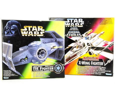 Kenner Star Wars Space Ships, Electronic X-Wing Fighter and Darth Vaders Tie Fighter, both in original boxes,VG-E, both appea
