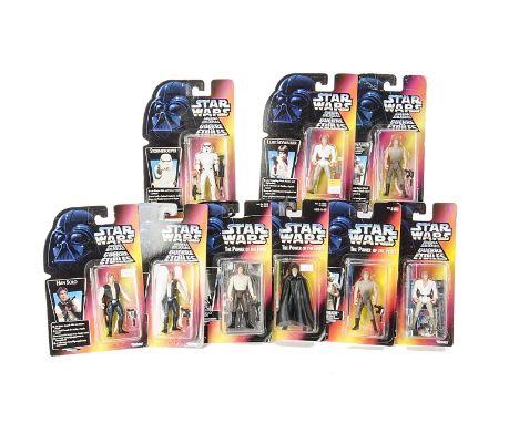 1990s Kenner Star Wars POTF Action Figures, including Luke Jedi Knight, Han Solo, Stormtrooper, Han Solo In Carbonite and oth