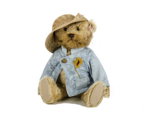 A Steiff 'Van Gogh' Teddy Bear, in light brown with Sun Hat and Cloak with Sunflower and Vincent embroidered, in original box