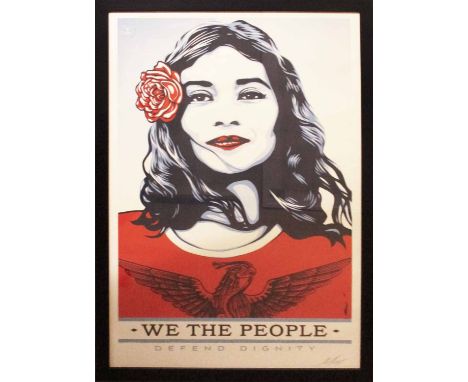 SHEPARD FAIREY 'We the people - defend dignity', 2017, screen print on paper, signed and dated, 91cm x 61cm, framed.