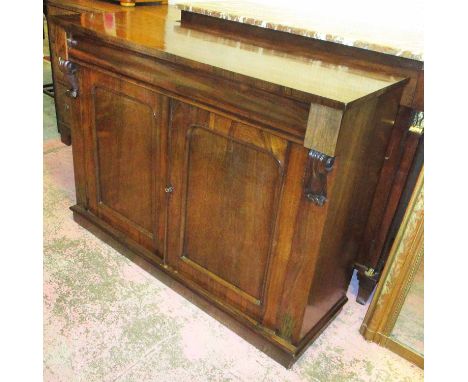 SIDE CABINET, Victorian rosewood with a single frieze drawer above two panelled doors enclosing a shelf on a plinth base, 119