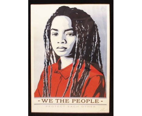 SHEPARD FAIREY 'We the people - protect each other', 2017, screen print on paper, signed and dated, 91cm x 61cm, framed.