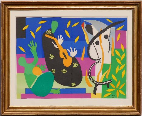 HENRI MATISSE 'Tristesse du roi', original lithograph from the 1954 edition after Matisse's cut-outs, signed in the plate, pr