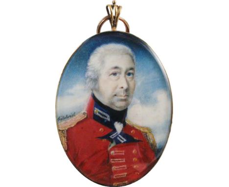 ..... GILCHRIST  Miniature portrait of General Charles Crosbie of the 53rd or Shropshire Regiment of Foot, head & shoulders, 