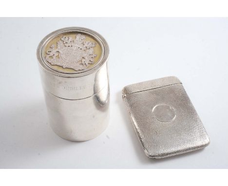 A LATE VICTORIAN TEXTURED CARD CASE with a vacant circular cartouche, by Horton & Allday, Birmingham 1900 and a commemorative