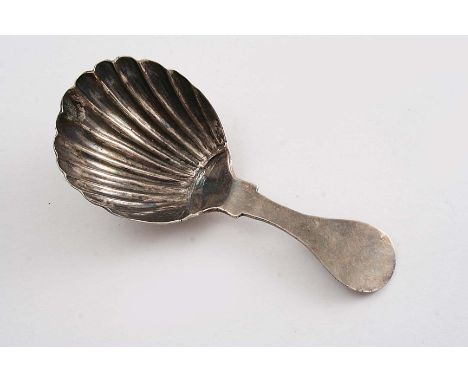 A SCOTTISH PROVINCIAL CADDY SPOON with a rounded terminal, shoulders and a fluted bowl, by Alexander Macleod of Inverness (AM
