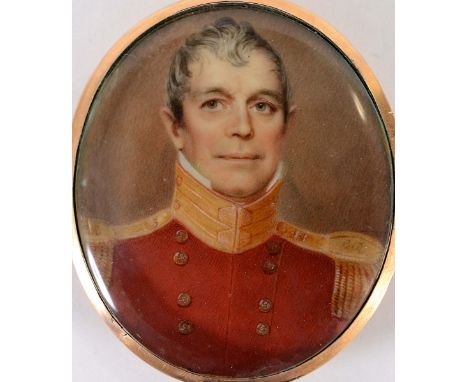 ENGLISH SCHOOL EARLY 19TH CENTURY  Miniature portrait of an officer wearing uniform, head & shoulders, on ivory; 6.25 x 5.25 