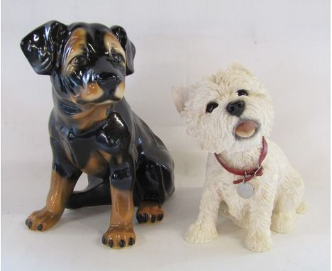Ceramic Rottweiler puppy approx. 38cm high and a Leonardo collection West Highland Terrier&nbsp;