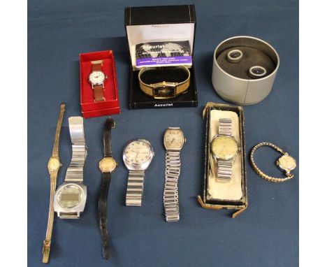 Selection of wristwatches including vintage 17 jewel silver watch marked Wilangil, 9ct Helvetia, Bentima, Ingersoll, vintage 