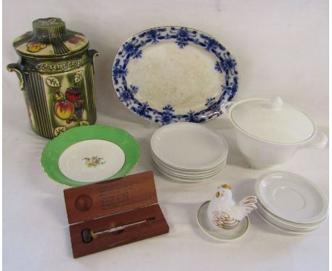 Collection of items to include W.German Rumtopf, Dudley blue and white plate, Royal Worcester egg cup etc