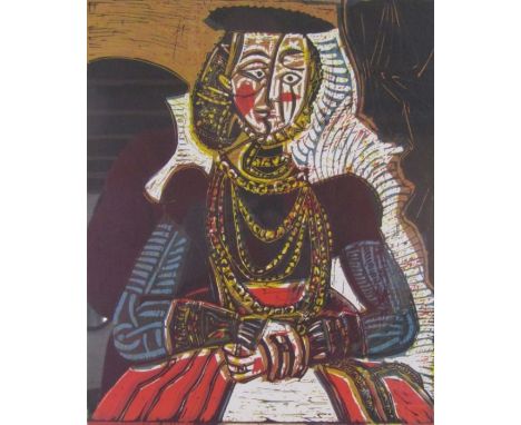 Pablo Picasso Offset lithograph of the linocut print entitled 'Portrait of a Lady' approx. 42.5cm x 51cm (includes frame)