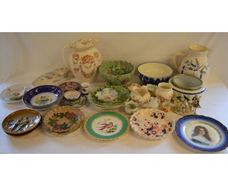 2 large toilet jugs, Spode bowl &amp; 2 plates, various 19th &amp; 20th century ceramics (2 boxes)