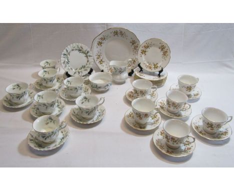 Royal Albert Brigadoon cups and saucers with side plates, milk jug and sugar bowl and Colclough cups and saucers, side plates