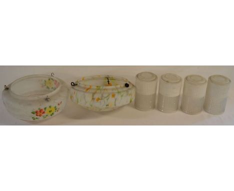 2 fly catcher 1930's light shades &amp; 4 glass light shades&nbsp;