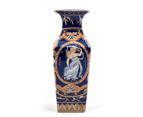 A ceramic vase decorated with enamel, in the Neo-Renaissance style, width: 13 cm Height: 36 cm  Period: Contemporary (21st ce