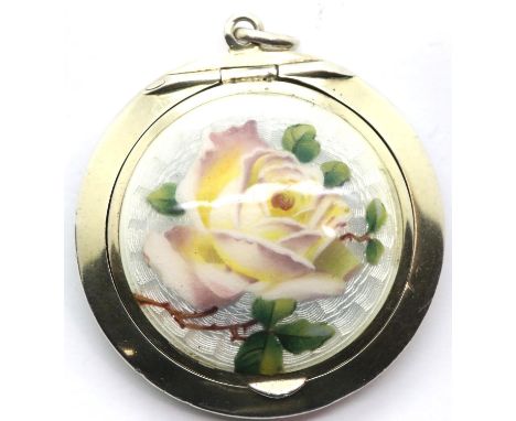 Penhaligons 925 silver and enamel locket, D: 39mm, 14.6g. P&amp;P Group 1 (£14+VAT for the first lot and £1+VAT for subsequen