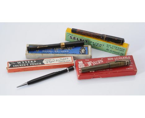 
	
		Wyvern, Smoker's Pencil, a black propelling pencil, with a white metal clip, the end of the pencil with a tobacco loosen