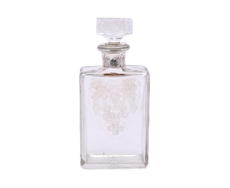 
	
		A French silver mounted clear glass decanter and stopper by Lagarde &amp; Fortin, Paris, 1838-1972 1st standard, the rec