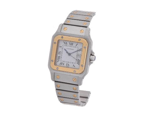 
	
		Cartier, Santos, 
		Bi-metal bracelet watch
		Movement: CAL. TYPE, JEWELS
		Case: Stainless steel case, gold coloured sc