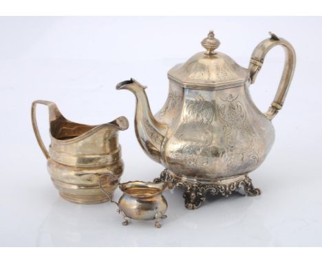 
	
		Y&nbsp;A Victorian silver octagonal baluster tea pot, maker's mark IW, London 1854, with an octagonal finial to the dome