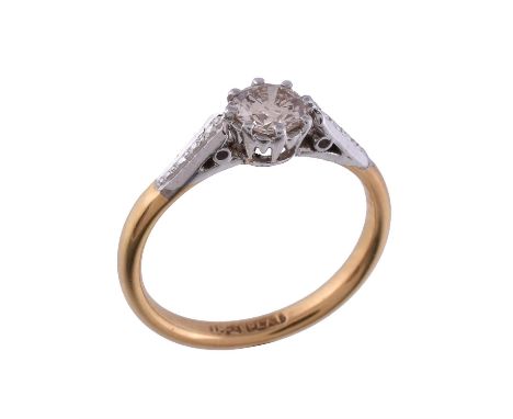 
	
		A diamond single stone ring, the brilliant cut diamond, approximately 0.35 carats, in an illusion claw setting and shoul