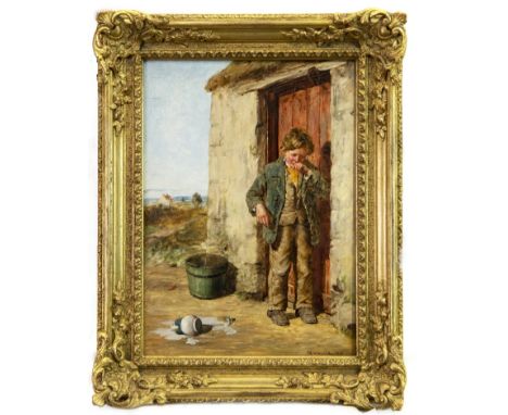 JOHN BLAKE MACDONALD RSA (SCOTTISH 1829 - 1901), THE BROKEN PITCHER oil on panel, signed and dated 1861 40cm x 30cm Framed. P