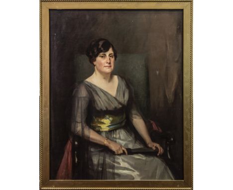 JAMES BELL ANDERSON (SCOTTISH 1886 - 1938), PORTRAIT OF MRS WARNOCK oil on canvas, signed 127cm x 102cm Framed Label verso: G