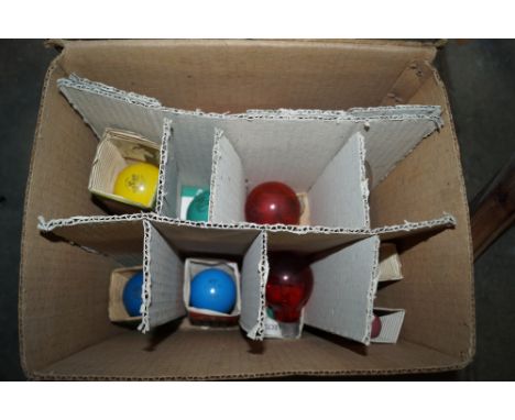 A box of assorted vintage light bulbs