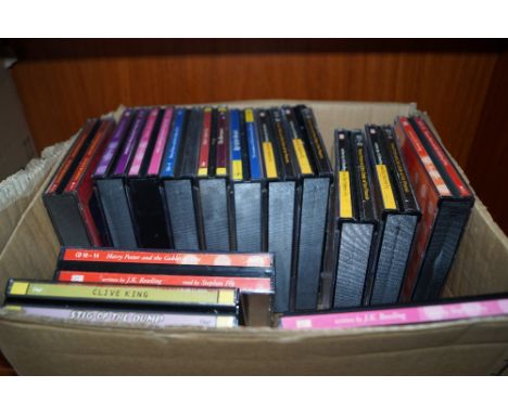 A box of Harry Potter audio books on CD