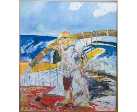 * JOHN BELLANY CBE RA HRSA (SCOTTISH 1942 - 2013), THE OLD MAN AND THE SEA - THE DEPARTUREoil on canvas, signed, further sign