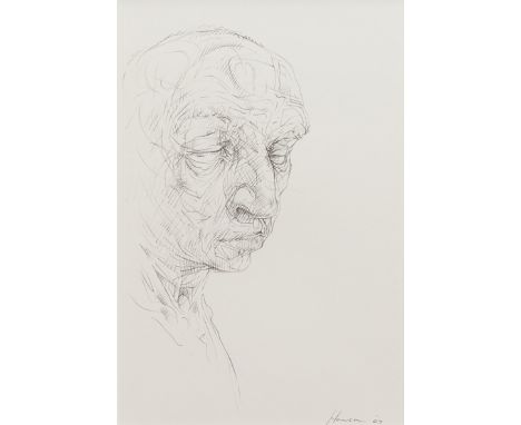 * PETER HOWSON OBE,FLATLANDpen on paper, signed and dated '0729cm x 19cmMounted, framed and under glass