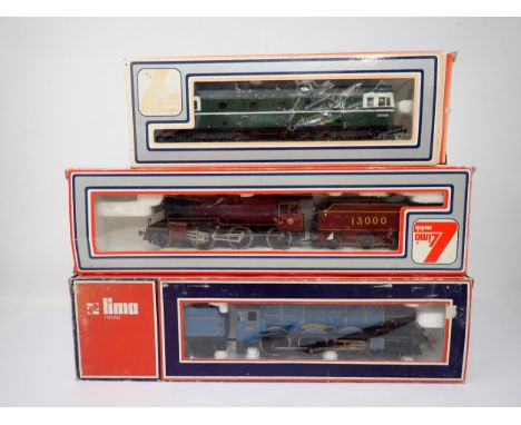 A boxed Lima 00 gauge 2-6-0 'Mogul' Locomotive, a boxed Lima 'King Charles II' Locomotive in B.R. blue livery and a boxed Lim