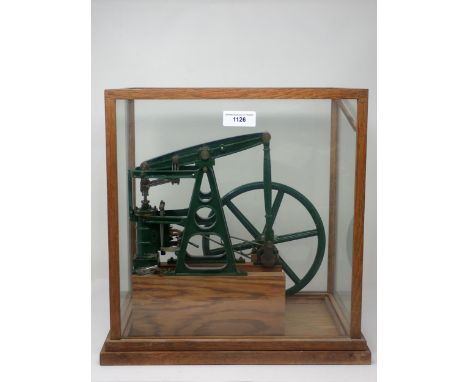 A scale model of a Stewart-Turner Beam Engine in wooden glazed case 