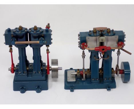 Two scratch built scale models of Stewart-Turner Double-ten Engines 