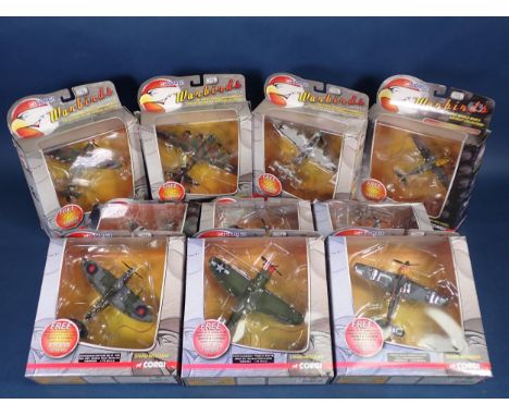 Ten boxed Corgi Warbirds Models including P51D Mustang, Mk.Va Spitfire, ME109E, etc. 