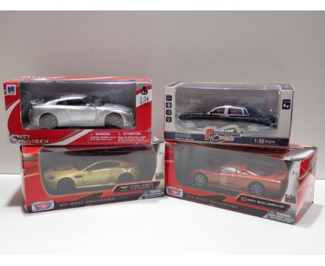 Two boxed Motor Max 1:24 scale Models and a Proswon 1:32 Model, City Cruise Nissan GT-R 