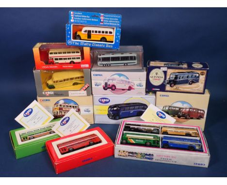 Thirteen boxed Corgi Commercials Buses 